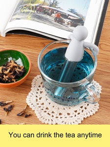 Infusor de té personalizado <span class=keywords><strong>con</strong></span> mango de silicona, colador de Infusor de té de acero inoxidable, Infusor de té de hojas sueltas en forma de tubo - Product Image 5