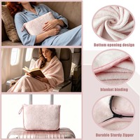 Vente chaude usine : Ensemble de voyage 2-en-1 personnalisé avec logo brodé – Coussin et couverture en flanelle pour avion, portable et doux