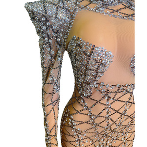 Robes de soirée NOVANCE à col haut, ornées de cristaux scintillants, avec épaulettes, mini robes sexy pour femmes, pour les soirées en boîte de nuit - Product Image 3