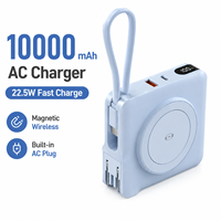 Batterie externe magnétique 10000 mAh avec prise murale intégrée, câble, charge rapide PD22.5W, chargeur sans fil, écran LCD numérique, portable
