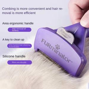 <span class=keywords><strong>Brosse</strong></span> et peigne <span class=keywords><strong>Furminator</strong></span> pour l'élimination des poils de chat, en plastique, avec fonction de nettoyage et de toilettage pour animaux de compagnie - Product Image 4