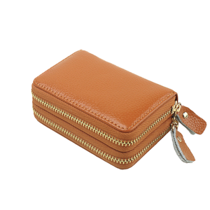 Portefeuille de clés de voiture en cuir véritable pour hommes et femmes avec fermeture à glissière cadeau de promotion à la mode - Product Image 1