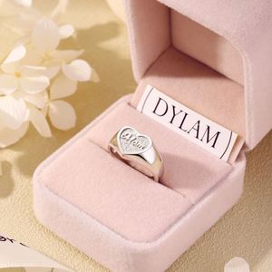 Anillos Delicados con Forma de Corazón y Letras del Alfabeto, Regalo para el Día de la Madre, para Mamás Embarazadas, Sin Pedido Mínimo, Marca Dylam Trendy - Product Image 2