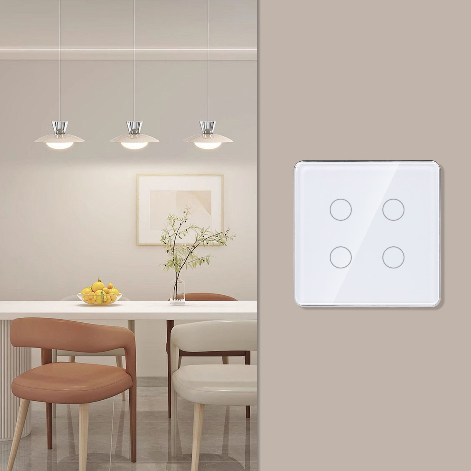 Bingoelec Tuya Wifi Smart Touch Sensor Switch with 2.5D Curved Edge for European Smart Home Inductive Switches