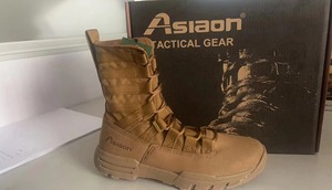 รองเท้าบูทผ้าใบหนังกลับสีเขียว น้ำตาล กากี ดำ รุ่น DFJB03 Asiaon - Product Image 3