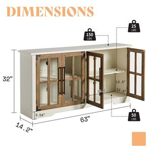 French-style top and bottom lock, retro style, glass-blocked American-style <b>storage</b> wine cabinet, bookcase, <b>sideboard</b>, TV - Product Image 4