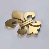Letrero Metálico 3D Dorado Soldado a Medida, Letrero Comercial para Interiores, Letras de Canal de Acero Inoxidable para Logotipo de Negocio Moderno en Pared