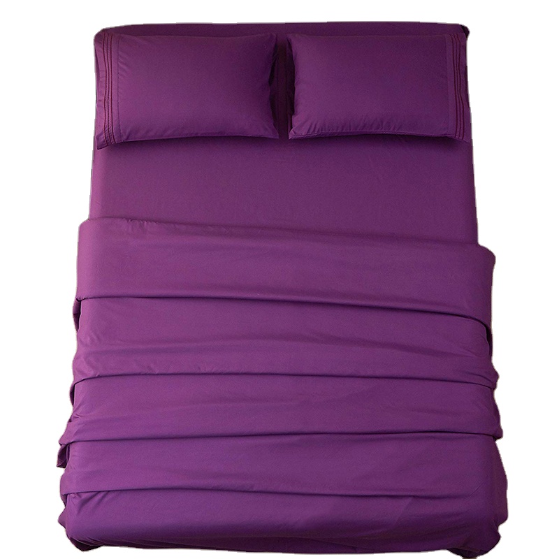 purple bed sheets