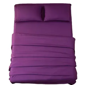 Tessili per la casa 200TC di colore solido 100% cotone queen size lenzuolo viola set