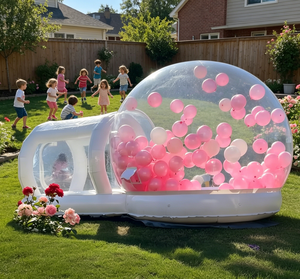 Casa Gonfiabile Trasparente con Tunnel, Tenda a Bolla in PVC Chiaro Piena di Palloncini per Feste di Compleanno, Matrimoni e Feste in Giardino - Product Image 1