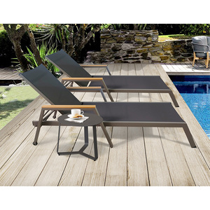Hiện đại Sun giường nhôm lưới Sun Lounger giải trí phòng chờ nhôm sunbed phòng chờ bãi biển ghế với bánh xe - Product Image 1