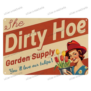 Panneau en métal vintage « Funny Signs Dirty Hoe » pour décoration murale, <span class=keywords><strong>jardin</strong></span>, cour et patio - Product Image 3