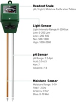 Testeur de pH du sol 3-en-1, testeur d'humidité/luminosité/pH du sol, kits d'outils de jardinage pour l'entretien des plantes, idéal pour le jardin, la pelouse, la ferme