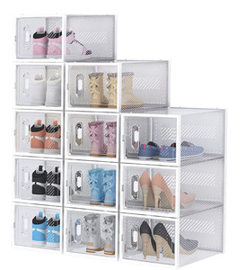 12 Pack Large Shoe Storage Boxes Clear Plastic Stackable, Shoe Organizer Containers with Lids for Size 13