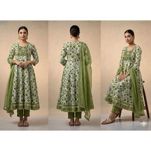 Nouvel ensemble 3 pièces pour femme, best-seller, magnifique travail artisanal, vêtements ethniques en rayonne pour les fêtes, avec des matériaux recyclés, toutes saisons - Product Image 4