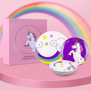 Alta Qualidade Melamina Louça Unicórnio Personalizado Impresso Pratos de Jantar e Bowl <span class=keywords><strong>Set</strong></span> 100% A5 Melamina Louça Kids Dinnerware - Product Image 6