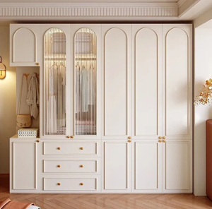 Armoire convertible sur mesure pour chambre à coucher, usage domestique, style moderne minimaliste crème, portes coulissantes en panneaux <span class=keywords><strong>OSB</strong></span> ENF du sol au plafond - Product Image 5