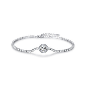 S925 Sterling <b>Silver</b> Halo Surrounded Stone Thin Tennis <b>Bracelet</b> 2026 Luxury Hot <b>Adjustable</b> Women Commute Versatile Wrist Jewelry - Product Image 1