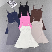 Robe de yoga transpirante anti-exposition à bretelles spaghetti, style européen et américain, avec coussinets de soutien-gorge intégrés, pour le marché transfrontalier