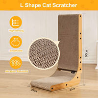 Griffoir pour chat en papier haute densité écologique moderne, en forme de L, avec jouet boule, emballé en carton, Noël