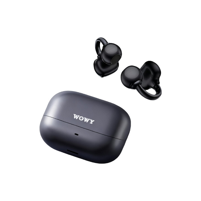 WOWY AI Smart Ear Clip Headphones for TWS Open Earbuds LED Indicator IPX5 Waterproof 30h Battery for 5.4 Hi-Fi Sound