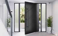 Porte d'entrée en bois noir avec inserts en verre
