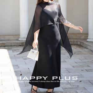 เดรสผ้าซาตินสีชา คอวี ทรงเอไลน์ สายเดี่ยว เอวธรรมชาติ ไซส์พลัส N9224 ชุดเดรสทำงาน - Product Image 3