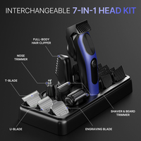 Kit de toilettage pour homme PRITECH 8 en 1, tondeuse à cheveux professionnelle, tondeuse à barbe avec cadran intégré, étanche IPX7, rasoir de type C