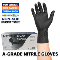 Gants de cuisine jetables en vinyle sans poudre de nitrile, noirs, compatibles écran tactile, personnalisables, boîte de gants