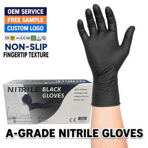 Guantes Desechables de Vinilo sin Polvo de Nitrilo para el Hogar, Guantes Negros para Cocina, Compatibles con Pantallas Táctiles, Personalizables, Caja de Guantes - Product Image 1
