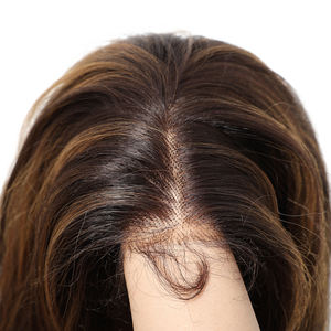 วิกผมสังเคราะห์แบบลูกไม้ด้านหน้า 13x6 ยี่ห้อ Japanese Futura Fiber สีน้ำตาลเข้มไล่เฉดสีน้ำตาลแดงแบบมีลอนยาวนุ่มเป็นธรรมชาติ - Product Image 4