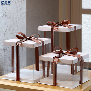 Muestra Gratuita de Cajas de Embalaje para Pasteles Transparentes, Biodegradables y Ecológicas de Alta Calidad, con Asas, Cintas y Carpetas de Kraft para Dulces y Pasteles - Product Image 1