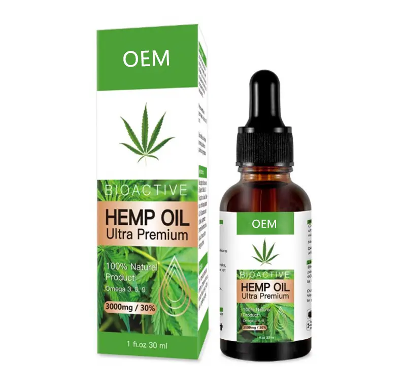 OEM Private Label 3000mg Natural Hemp Seed Oil Smooths Wrinkles Anti Aging Hydrating Facial Oil