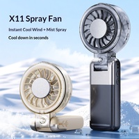 Mini ventilateur pliable 3600 mAh, vitesse du vent réglable, ventilateur portatif à brume rafraîchissante, mini ventilateur