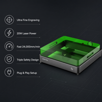 Grabador Láser de Diodo Genesis-F de 20 W, Máquina de Grabado y Corte Láser con Marco de 400x380 mm para Madera, Acrílico y Cuero, Ideal para Pequeños Negocios y Proyectos de Bricolaje
