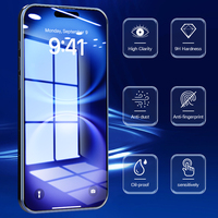 Protection d'écran en verre trempé en vrac pour iPhone 15, 15 Pro, 16 – Film protecteur 2.5D 9H transparent
