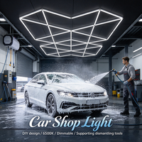 Lampu Bengkel Mobil Modular yang Dapat Disesuaikan 6500K, Dapat Diredupkan, Rakit Sendiri, Desain Geometris, Mudah Dibongkar untuk Bengkel Mobil dan Pameran