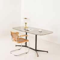 Triangle Quartz Pierre Conseil Bureau De Réunion Table De Conférence Rétractable Fin Chaises Combinaison et 4 Chaises Ensemble