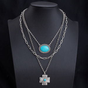 Collar Largo Estilo Western con Colgante de Corazón de Sol Turquesa, Colección Tribal <span class=keywords><strong>Sunshine</strong></span> Clavicle, Joyería Estética Vaquera para Mujer - Product Image 5