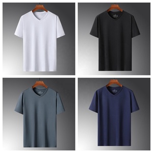 Abbigliamento sportivo giovanile personalizzato per uomo abbigliamento sportivo con scollo a V in seta di ghiaccio Top leggero asciugatura rapida t-shirt alla <span class=keywords><strong>moda</strong></span> da uomo - Product Image 4