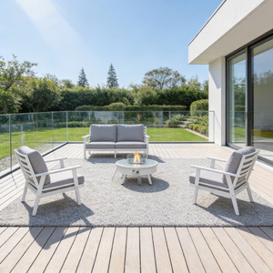 Ensemble <span class=keywords><strong>de</strong></span> <span class=keywords><strong>salon</strong></span> <span class=keywords><strong>de</strong></span> <span class=keywords><strong>jardin</strong></span> toutes saisons avec structure en métal antirouille et sièges profonds, idéal pour les projets contemporains <span class=keywords><strong>de</strong></span> resorts et d'hôtels - Product Image 1