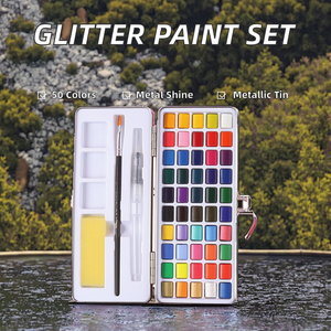 Ensemble de peinture <span class=keywords><strong>aquarelle</strong></span> solide de 50 couleurs comprenant un pinceau pour le papier, la toile, le verre, le <span class=keywords><strong>dessin</strong></span> - Product Image 3