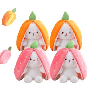 Juguete de Peluche de Conejito Reversible Suave al por Mayor, Conejito de Pascua de Peluche con Zanahoria y Fresa, Muñeco de <span class=keywords><strong>Animal</strong></span> de Peluche - Product Image 1