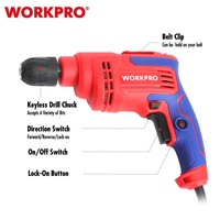 Pour le kit d'outils de perceuse électrique professionnelle WORKPRO, perceuse électrique filaire sans clé de 10 mm avec une puissance nominale de 500 W