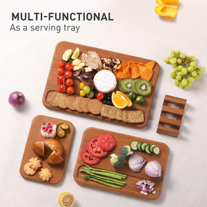 Set <span class=keywords><strong>di</strong></span> 3 Taglieri in Bambù - Doppio Lato con Scanalatura per <span class=keywords><strong>il</strong></span> Succo e Supporto, Taglieri Ecologici Raccomandati dai Chef - Product Image 5