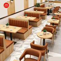 Bestseller Fast-Food-Restaurant Sofa-Bank Kommerzielle Café-Holz-Rundbank Gastronomie-Sitzmöbel Tisch- und Stuhl-Set