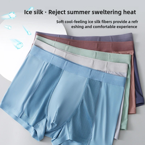Pantaloni da <span class=keywords><strong>uomo</strong></span> di mezza età in seta di ghiaccio <span class=keywords><strong>senza</strong></span> soluzione di continuità con aria condizionata antibatterico e traspirante biancheria intima da lavoro comodi <span class=keywords><strong>Boxer</strong></span> - Product Image 2