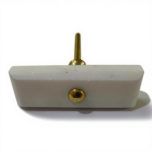 Solid Marble and Brass Rimmed Cabinet <b>Knob</b> Round <b>White</b> Marble Brass Drawer Pull Natural Stone <b>Door</b> <b>Knob</b> - Product Image 3