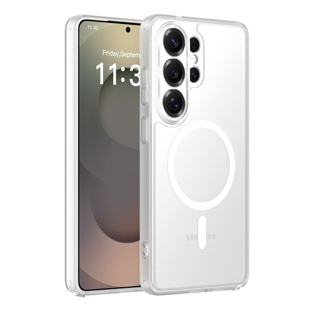 High Quality Magnetic TPU+PC+N52 Magnet Shockproof Cell Phone Case Lens Protective for S26 Ultra White Skin-Feel Mobile Case
