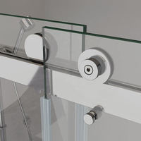 Porte de douche coulissante double en verre trempé sans cadre pour salle de bain moderne